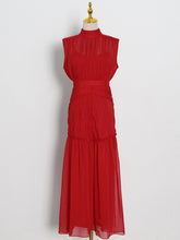 Urban Solid Color High Waisted Falbala Maxi Dress